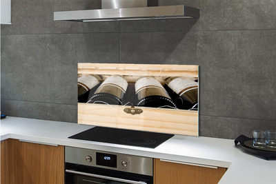 Panel szklany do Kuchni Butelki Wina w Skrzynce