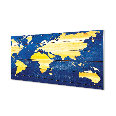 Szklany Panel Mapa na niebieskich deskach