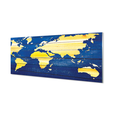 Szklany Panel Mapa na niebieskich deskach