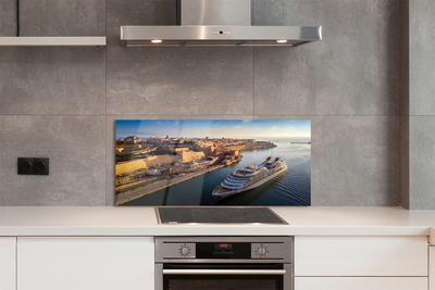 Szkło do Kuchni na Ścianę Statek przy Mieście pod Niebem