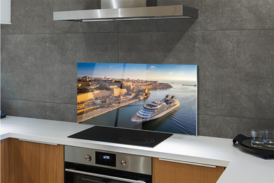 Szkło do Kuchni na Ścianę Statek przy Mieście pod Niebem