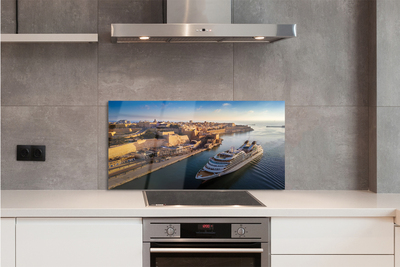 Szkło do Kuchni na Ścianę Statek przy Mieście pod Niebem