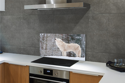 Panel Szklany Dziki Wilk w Zimowej Aurze