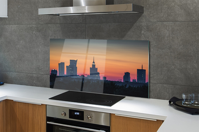 Szkło do Kuchni na Ścianę Zachód Słońca nad Warszawą