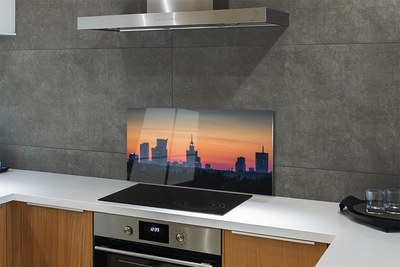 Szkło do Kuchni na Ścianę Zachód Słońca nad Warszawą