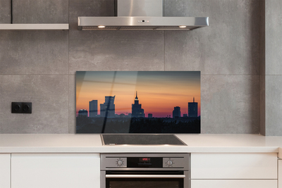 Szkło do Kuchni na Ścianę Zachód Słońca nad Warszawą