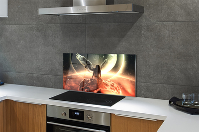 Szkło do Kuchni na Ścianę Skrzydlata Kobieta na tle Księżyca