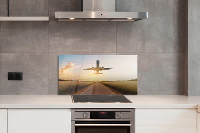 Panel nad Blat Kuchenny Samolot nad Miastem o Zmierzchu