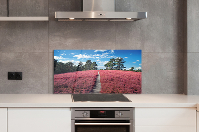 Szkło do Kuchni na Ścianę Wrzosowisko na Skraju Lasu