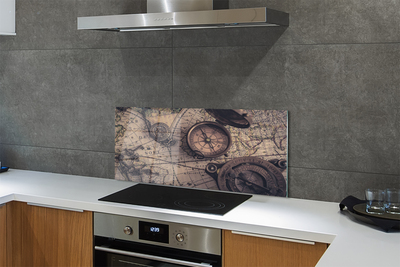 Szklany Panel Kompas na Starym Pergaminie