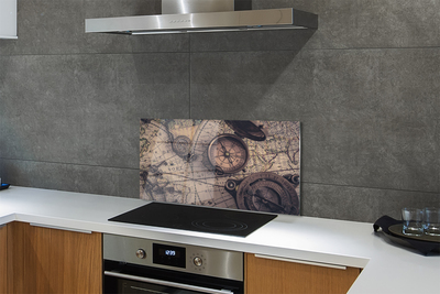 Szklany Panel Kompas na Starym Pergaminie