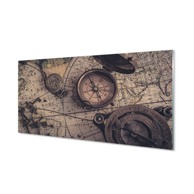 Szklany Panel Kompas mapa