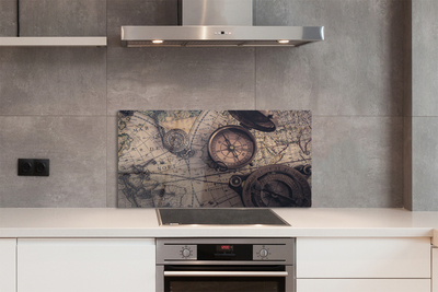 Szklany Panel Kompas na Starym Pergaminie