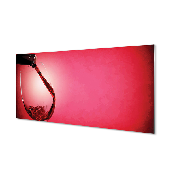 Szklany Panel Czerwone tło kieliszek na lewo