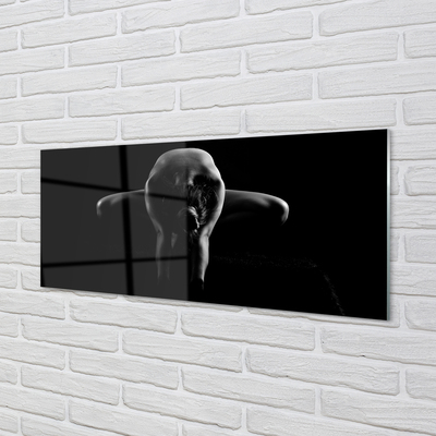 Panel szklany do Kuchni Czarno-Biały Portret Kobiety