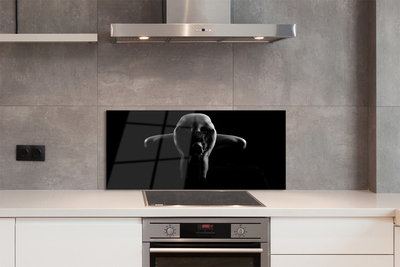 Panel szklany do Kuchni Czarno-Biały Portret Kobiety