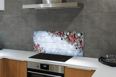 Panel szklany do Kuchni Szyszki i Bombki na Drewnie