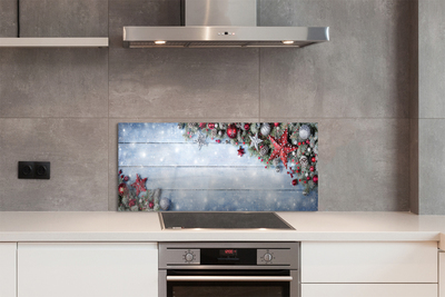 Panel szklany do Kuchni Szyszki i Bombki na Drewnie