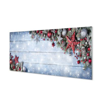 Panel szklany do Kuchni Szyszki i Bombki na Drewnie