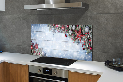 Panel szklany do Kuchni Szyszki i Bombki na Drewnie