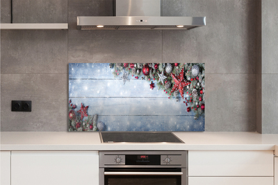 Panel szklany do Kuchni Szyszki i Bombki na Drewnie