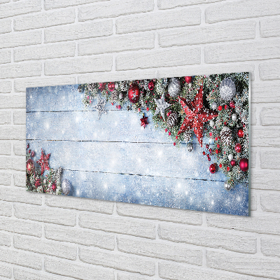 Panel szklany do Kuchni Szyszki i Bombki na Drewnie