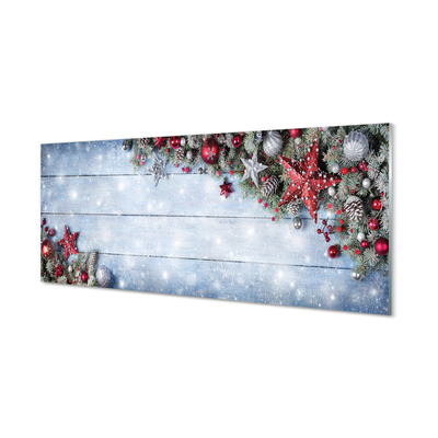 Panel szklany do Kuchni Szyszki i Bombki na Drewnie