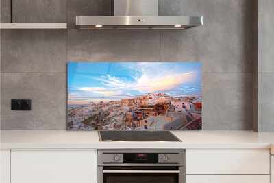 Panel szklany do Kuchni Panorama Miasta o Zachodzie Słońca