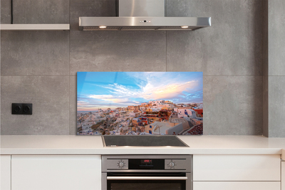 Panel szklany do Kuchni Panorama Miasta o Zachodzie Słońca