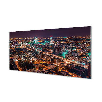 Panel Szklany Warszawa Miasto noc panorama