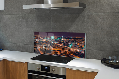 Szkło do Kuchni na Ścianę Nocna Panorama Stolicy