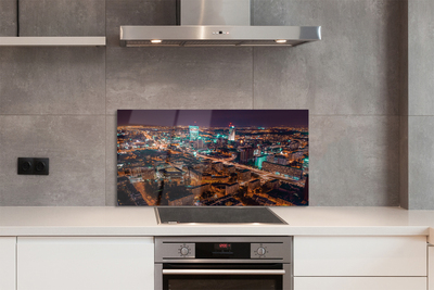 Szkło do Kuchni na Ścianę Nocna Panorama Stolicy