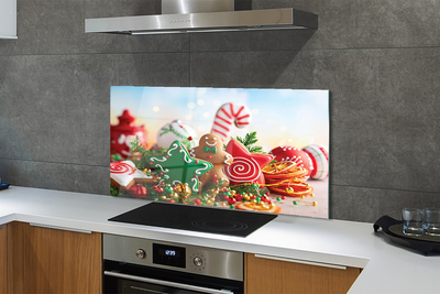 Panel szklany do Kuchni Pierniki i Bożonarodzeniowe Bombki