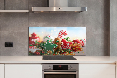 Panel szklany do Kuchni Pierniki i Bożonarodzeniowe Bombki