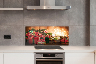 Panel szklany do Kuchni Prezenty w Blasku Choinki