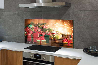 Panel szklany do Kuchni Prezenty w Blasku Choinki