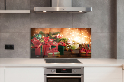 Panel szklany do Kuchni Prezenty w Blasku Choinki
