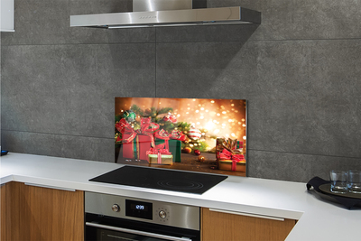 Panel szklany do Kuchni Prezenty w Blasku Choinki