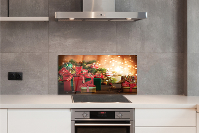 Panel szklany do Kuchni Prezenty w Blasku Choinki