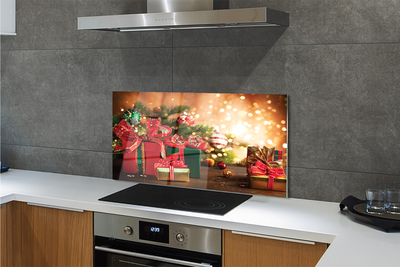 Panel szklany do Kuchni Prezenty w Blasku Choinki