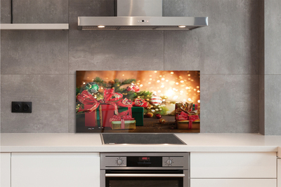 Panel szklany do Kuchni Prezenty w Blasku Choinki