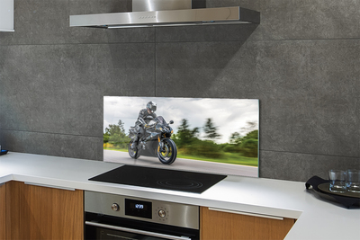 Szklany Panel Motocykl na Drodze pod Chmurami