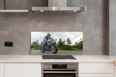 Szklany Panel Motocykl na Drodze pod Chmurami