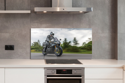 Szklany Panel Motocykl na Drodze pod Chmurami