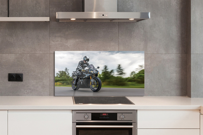 Szklany Panel Motocykl na Drodze pod Chmurami