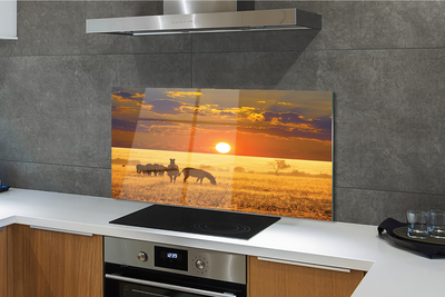 Panel szklany do Kuchni Zebry o Zachodzie Słońca
