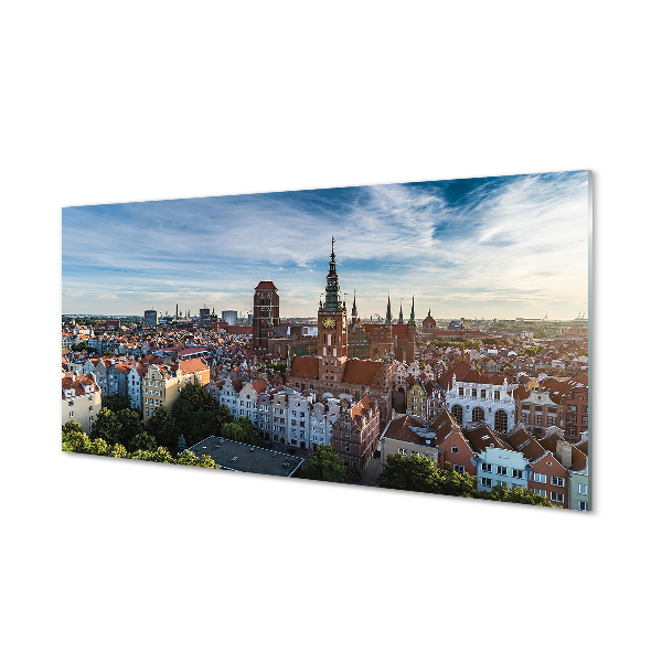 Panel szklany do Kuchni Panorama z Widokiem na Kościół Mariacki