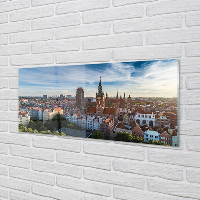 Panel szklany do Kuchni Panorama z Widokiem na Kościół Mariacki