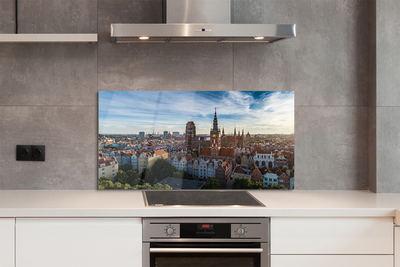 Panel szklany do Kuchni Panorama z Widokiem na Kościół Mariacki