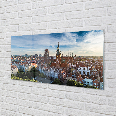 Panel szklany do Kuchni Panorama z Widokiem na Kościół Mariacki
